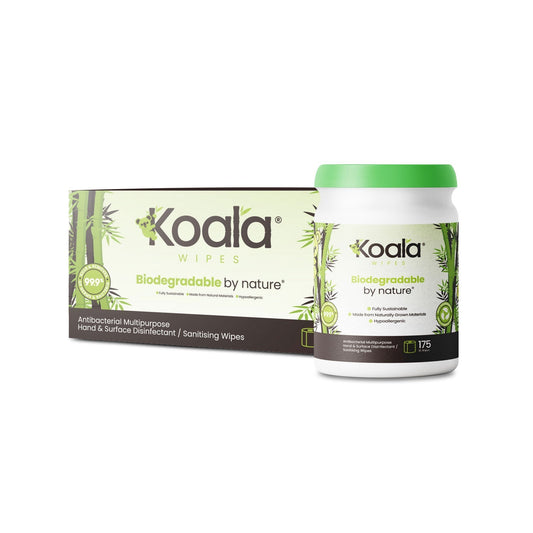 Biodegradable antibacterial multipurpose wipes tub with 175 sheets, ideal for homes, offices, and travel.