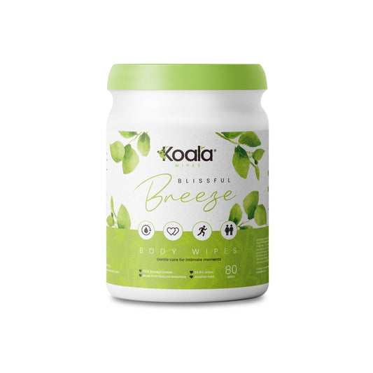 Pack of 80 biodegradable body wipes made from bamboo, designed for intimate use and eco-friendly cleanliness