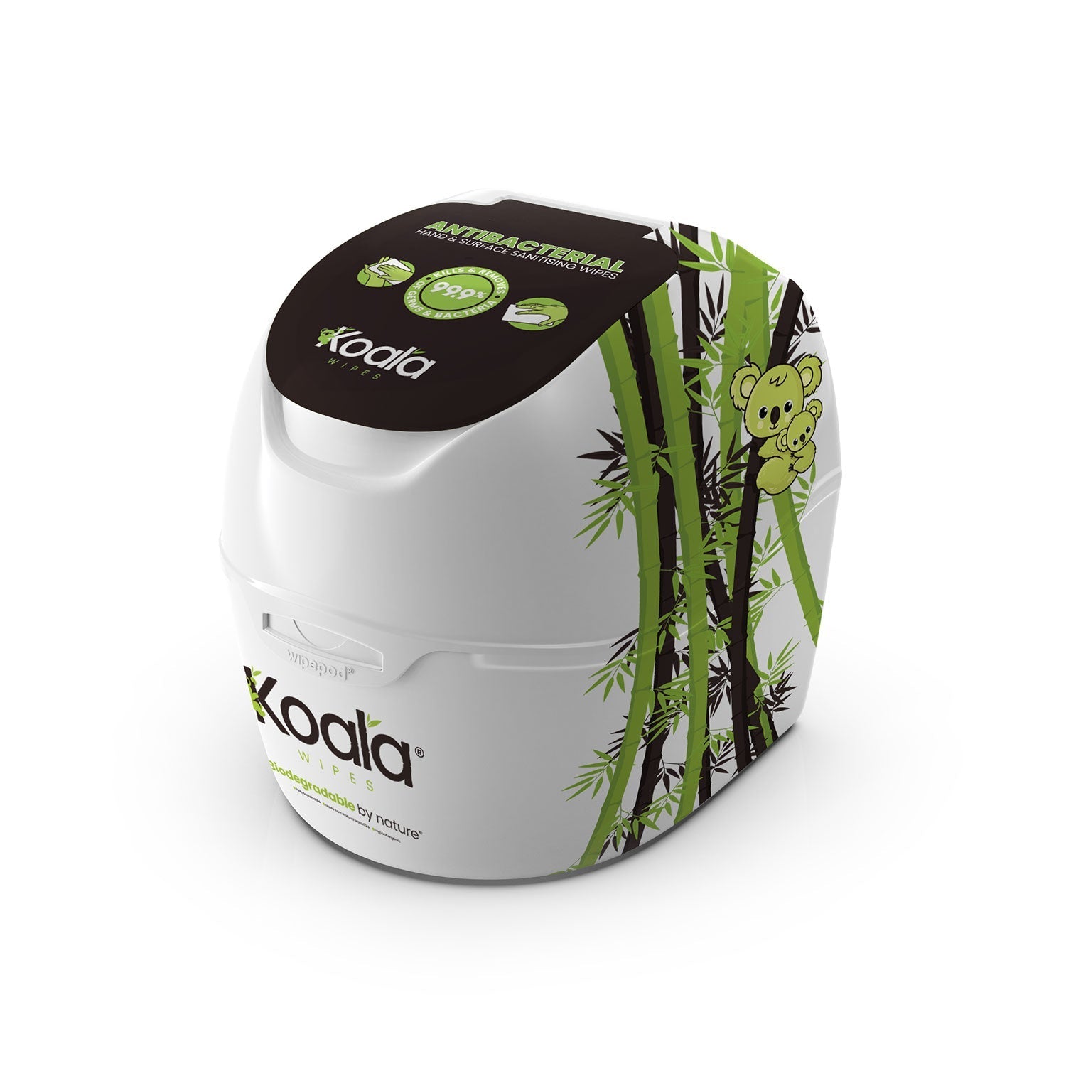WIPEPOD® XL Wet Wipes Dispenser with bamboo design, airtight freshness, and versatile installation.